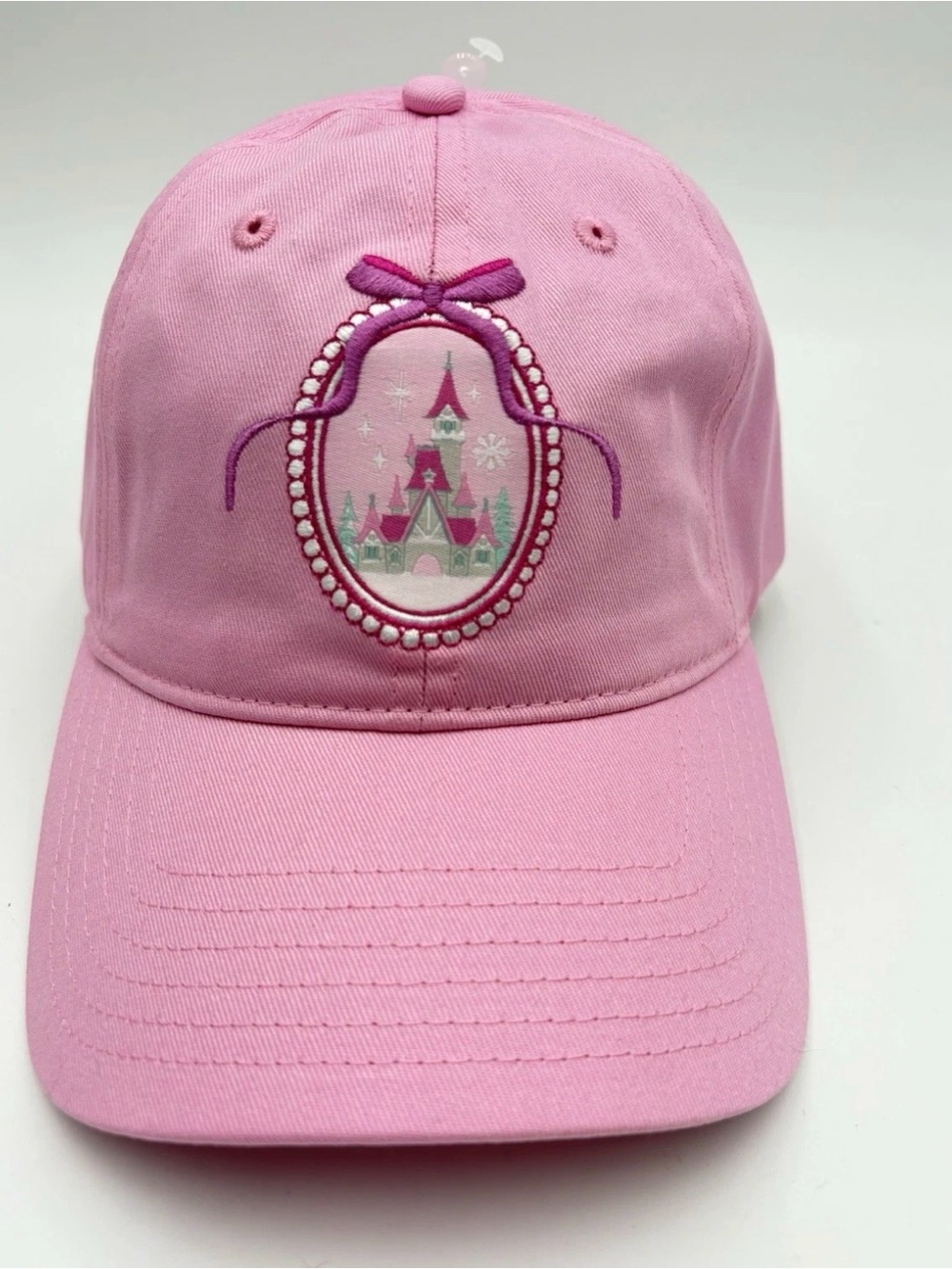 Disney Parks Castle W/Bow  Baseball Cap Pink Embroidered NWT